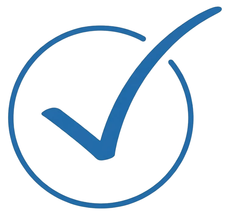 Blauer Haken im Kreis